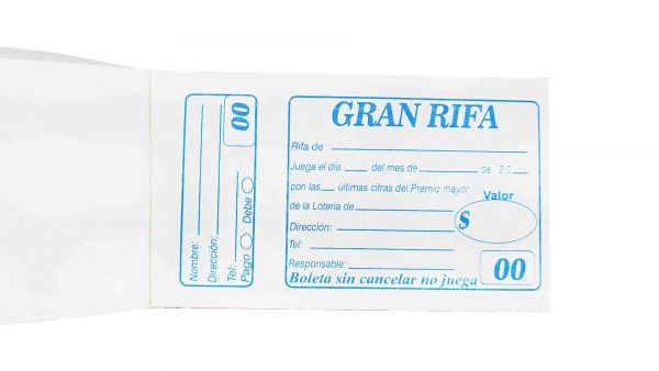 TALONARIO RIFA PEQUEÑO BON  BLANCO