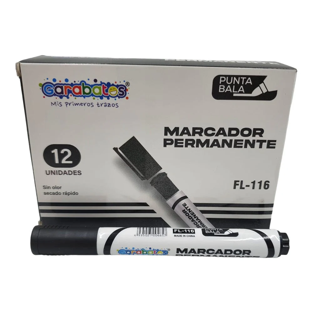 MARCADOR PERMANENTE NEGRO X12