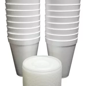 TAZA DE ICOPOR GRANDE X 15 CON TAPA