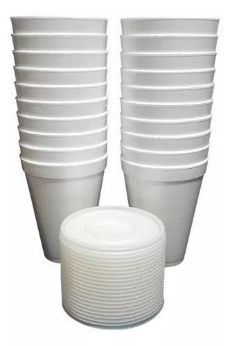 TAZA DE ICOPOR GRANDE X 15 CON TAPA