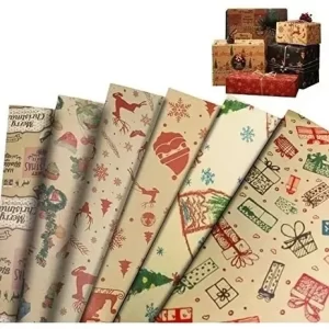 PAPEL REGALO KRAFT NAVIDAD PRIMAVERAL *10